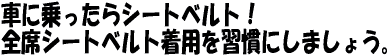 車に乗ったらシートベルト!全席シートベルト着用を習慣にしましょう。