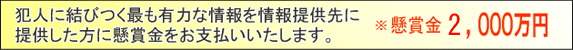 对于提供直接和案犯有关系的最有力线索的人,支付悬赏奖金。悬赏奖金额2000万日元